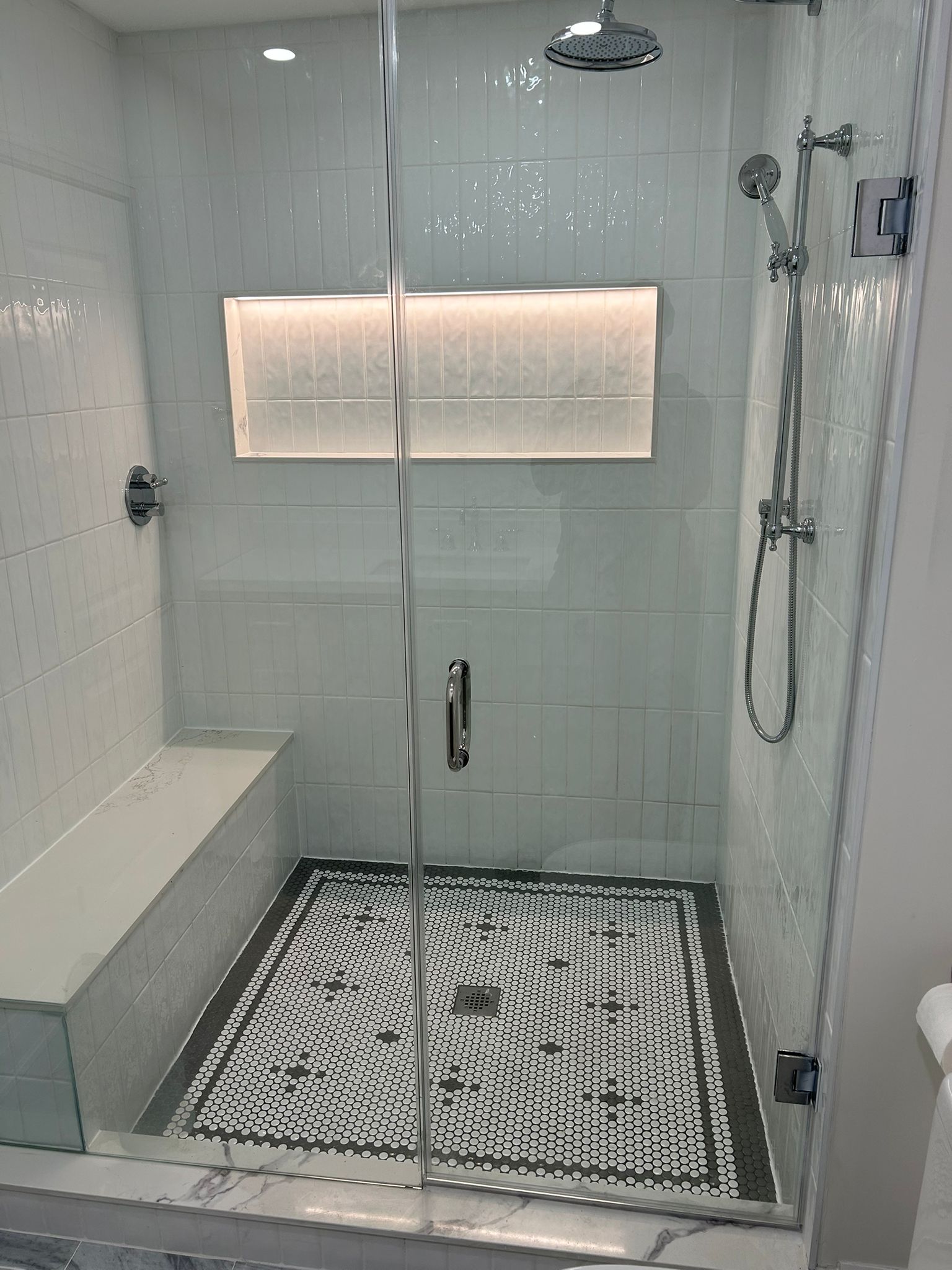 Completed tiled shower renovation