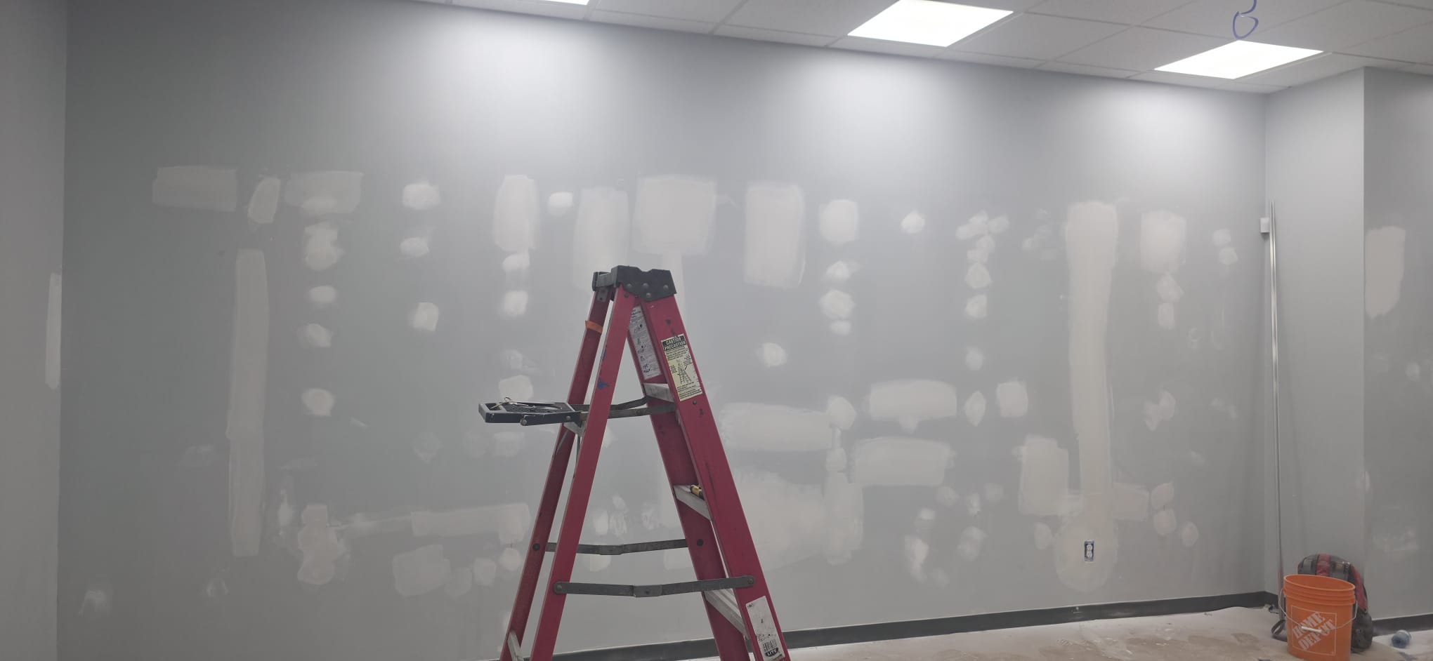 Commercial wall preparation in progress
